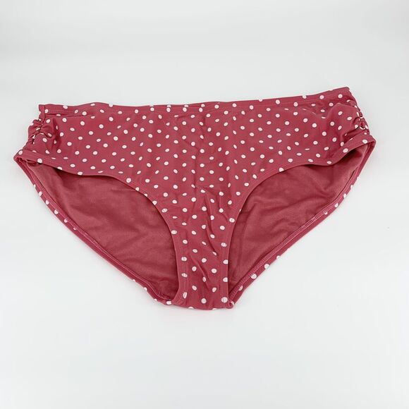 Time & Tru Pink Polka Dot Bikini Bottoms 2X (20W-22W) Women Mid Rise NWT - Picture 1 of 7